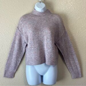 Jessica Simpson Pink & Blue Marled Cropped Turtleneck Sweater